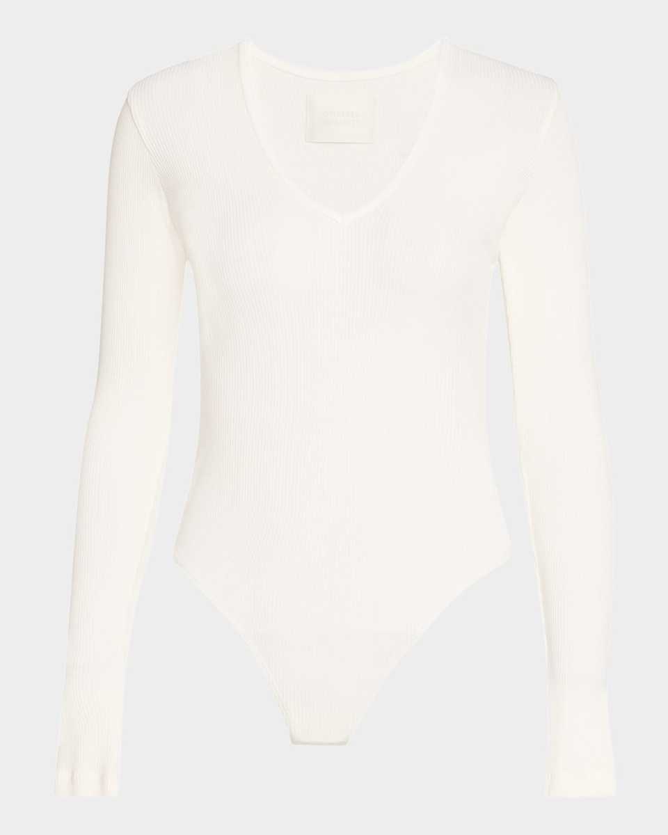 Helsa Ribbed Deep-V Bodysuit